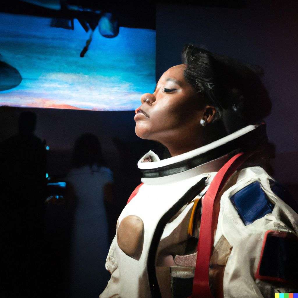 an astronaut at a music concert